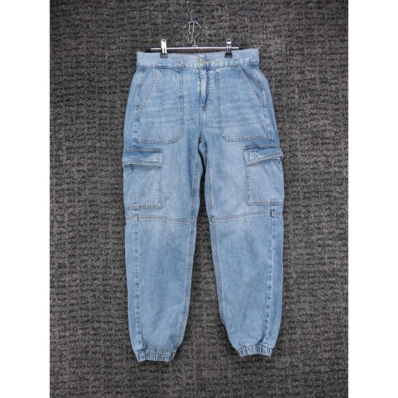 American Eagle Outfitters Denim - American Eagle Cargo Joggers Womens 4 Blue Stretch Distressed Denim Outdoor